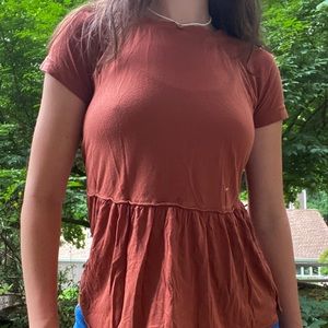 Burnt Rust Orange Soft Peplum Tee